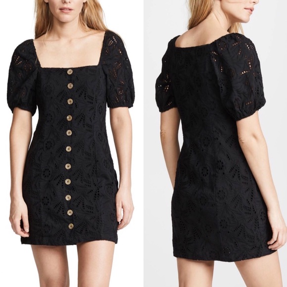 Free People Dresses & Skirts - FREE PEOPLE DANIELLA EYELET BLACK MINI DRESS